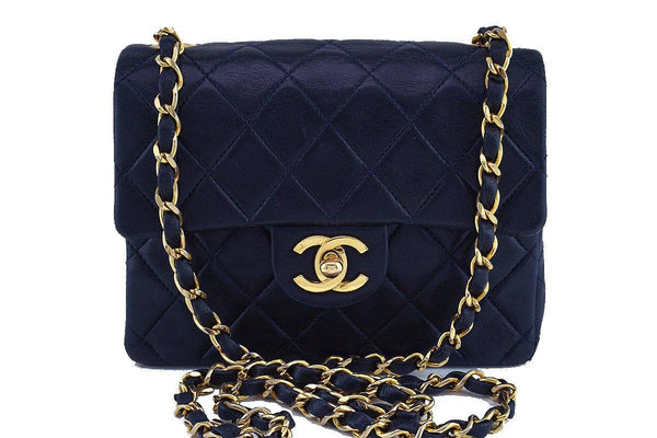 Chanel Navy Blue Classic Quilted Square Mini 2.55 Flap Bag - Boutique Patina