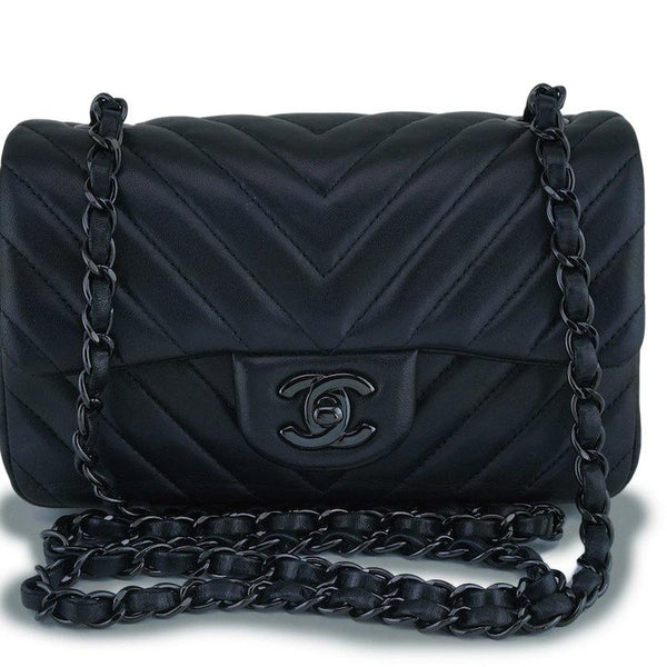 So Black Square Classic Single Flap Bag Quilted Lambskin Mini