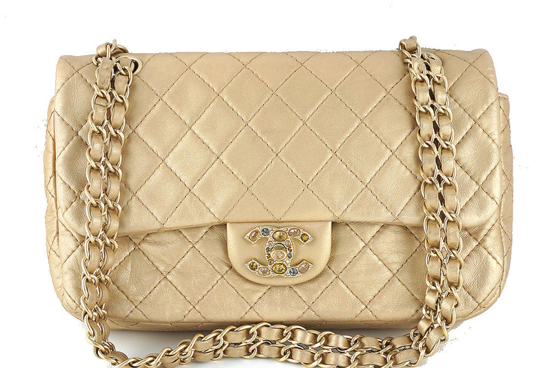 Chanel Rare Pearl Beige Gold Precious Jewel 2.55 Medium Flap Bag