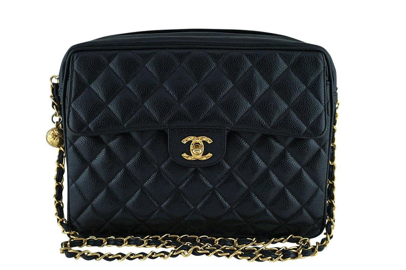 Chanel Vintage Caviar Classic Black Quilted Flap Camera Purse Bag - Boutique Patina