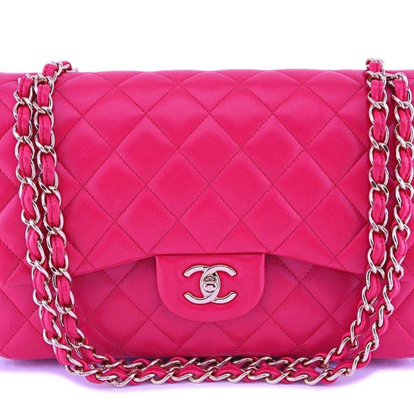 Chanel Bag Jumbo Double Flap Quilted Hot Pink Fuchsia Sueded Caviar ne –  Mightychic