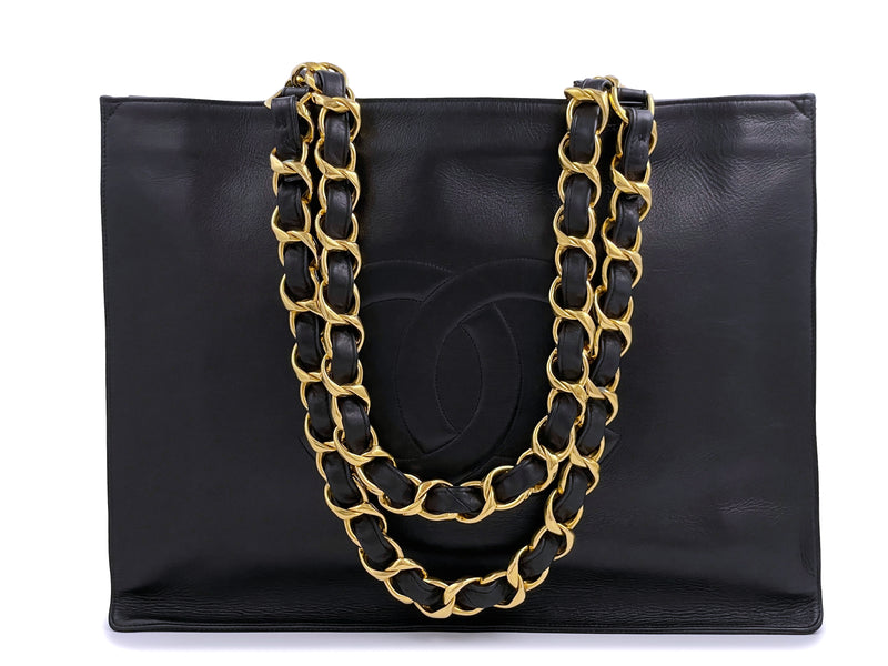 Chanel Vintage 1994 Timeless Shopper Chunky Chain Tote Bag 24k GHW Bla –  Boutique Patina