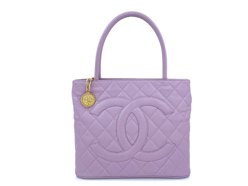 Chanel Violet Purple Caviar Medallion Shopper Tote Bag GHW