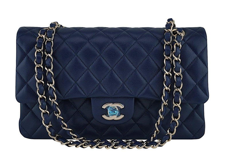 New 17B Chanel Navy Blue Caviar Medium Classic 2.55 Double Flap Bag –  Boutique Patina