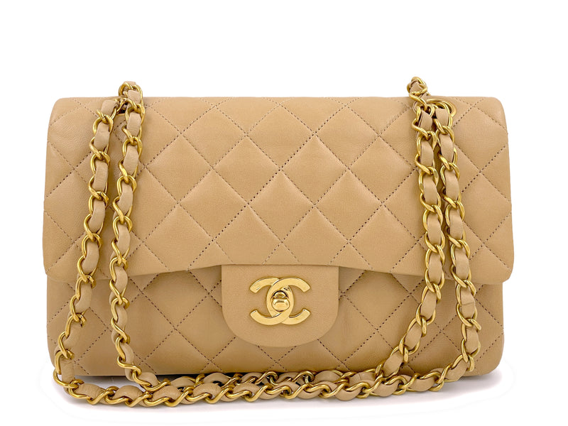 Chanel 1994 Vintage Beige Small Classic Double Flap Bag 24k GHW