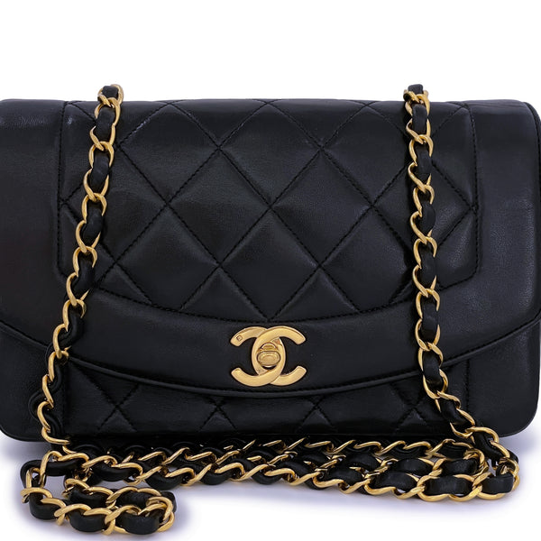 Chanel 1991 Vintage Small Black Geometric Diana Flap Bag Lambskin –  Boutique Patina