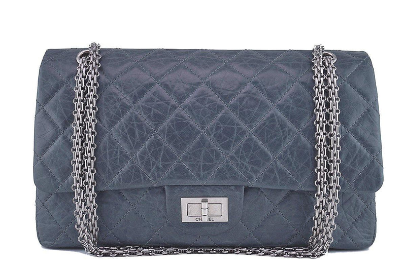 Chanel Gray 227 Reissue 2.55 Jumbo Classic Double Flap Bag - Boutique Patina