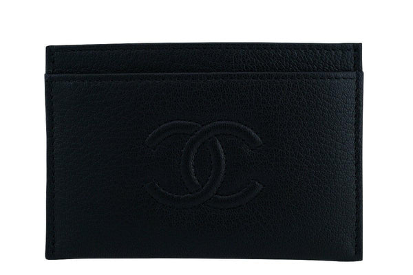 Chanel Black Logo Slim Card Holder Case Wallet Bag - Boutique Patina