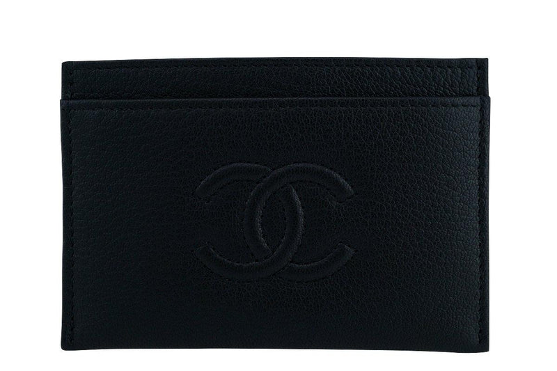 chanel black card case wallet