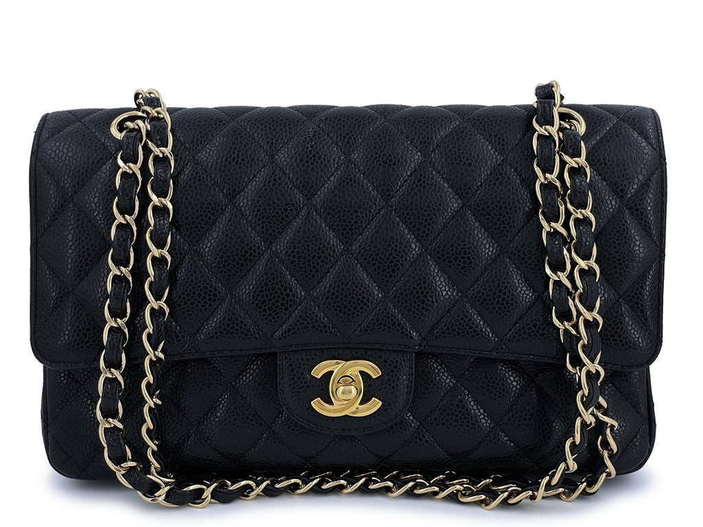 NEW w/ Tag CHANEL Black Caviar GHW Quilted Medium Classic Double