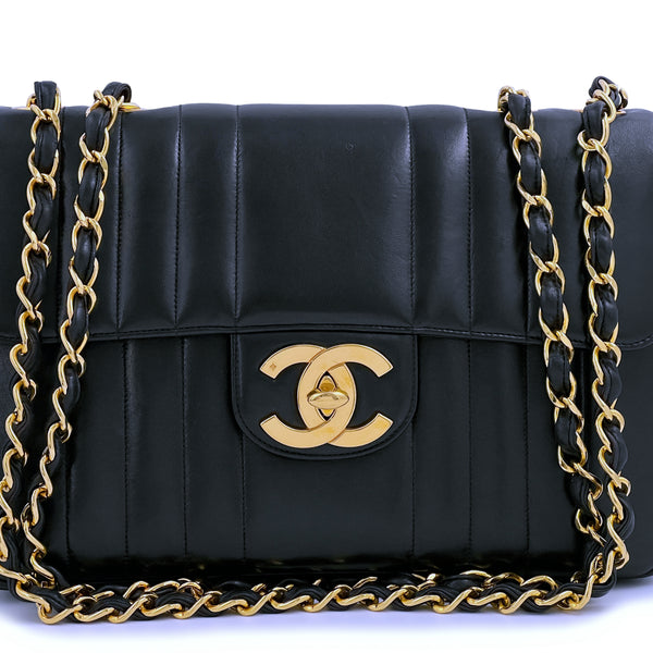 Chanel Vintage Black Caviar Square Classic Flap Crossbody Bag