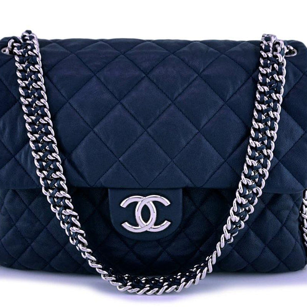 Chanel Navy Blue-Black Chain Around Maxi Luxe Flap Bag – Boutique Patina