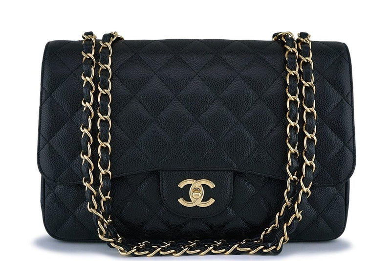 Chanel Black Caviar Jumbo Large Classic Flap Bag GHW - Boutique Patina