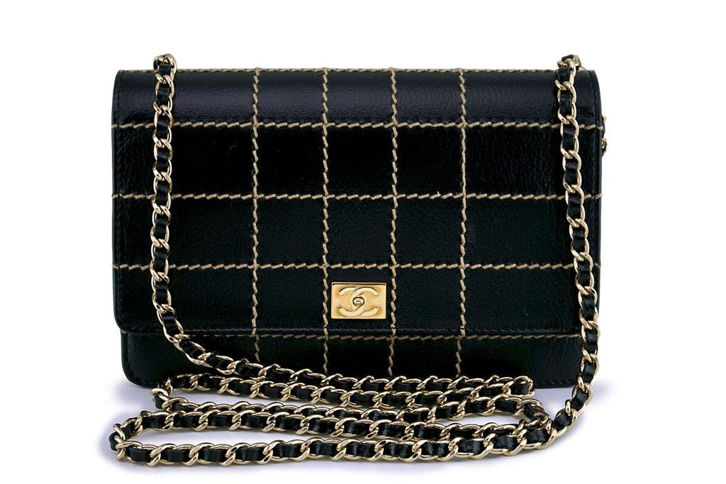 CHANEL Full Flap V Stitch Chain Shoulder Crossbody Bag Black Gold