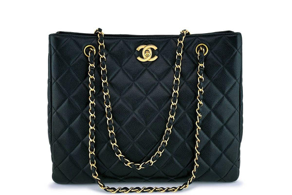Chanel Black Caviar Classic Clasp Tote Bag 24k GHW - Boutique Patina