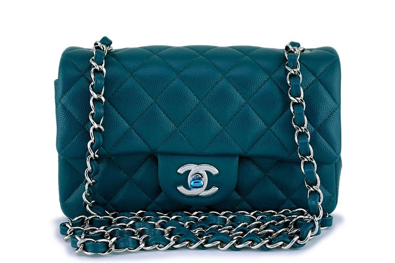 New Chanel 18B Dark Turquoise Caviar Rectangular Mini Flap Bag SHW –  Boutique Patina