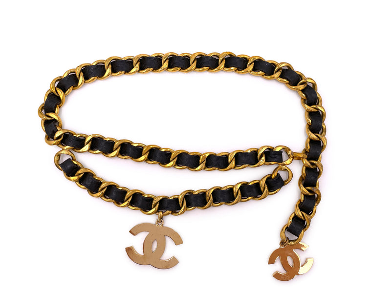 Chanel Leather Belt with Chains and Medallions