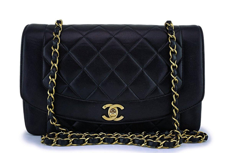 Chanel Black Vintage Lambskin Diana Medium Classic Flap Bag 24k GHW –  Boutique Patina