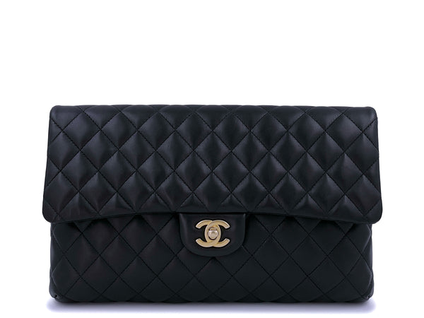 Chanel Black Lambskin Timeless Classic Clutch Bag GHW - Boutique Patina