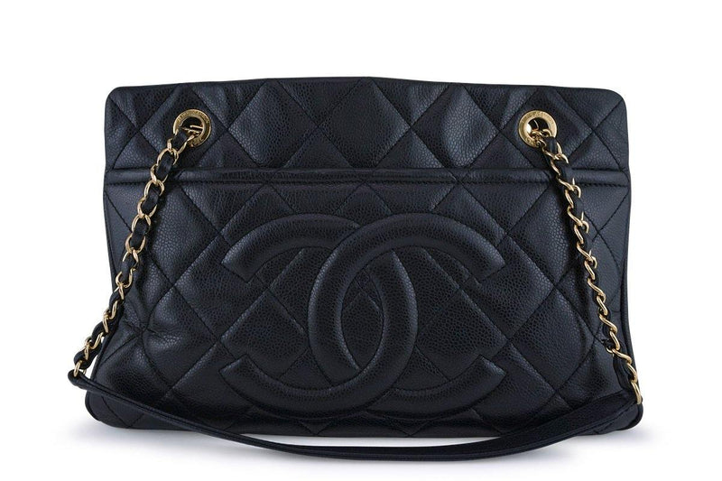Chanel Black Caviar Timeless Tote GST Grand Shopping Bag GHW