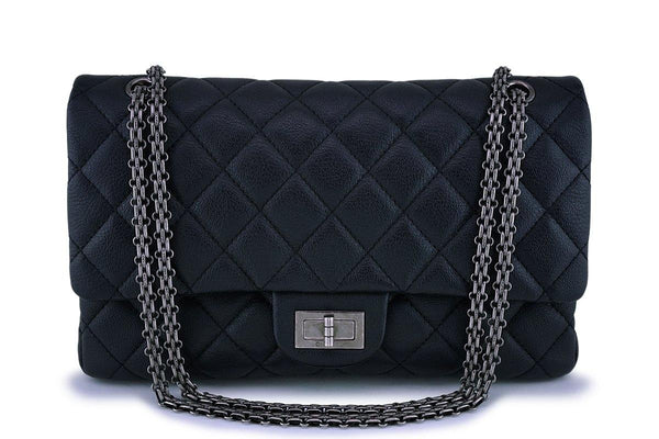 Rare Chanel Black 227 Chevre Goatskin Large Classic Reissue 2.55 Flap Bag - Boutique Patina