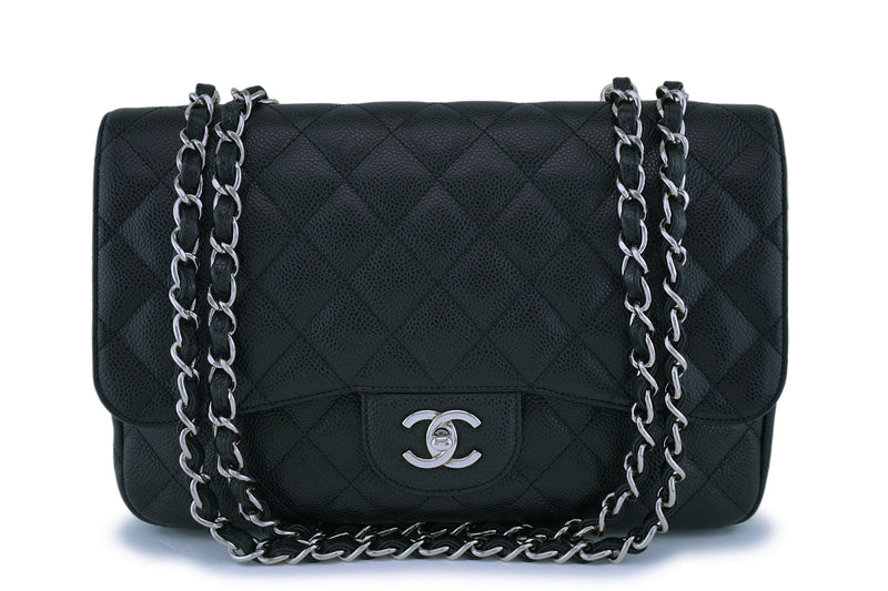 Chanel Black Caviar Jumbo Classic Flap Bag SHW Single – Boutique Patina