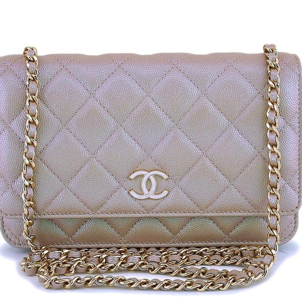 BNWT RARE 21K Authentic Chanel Iridescent Pink CC WOC Wallet On Chain  Handbag
