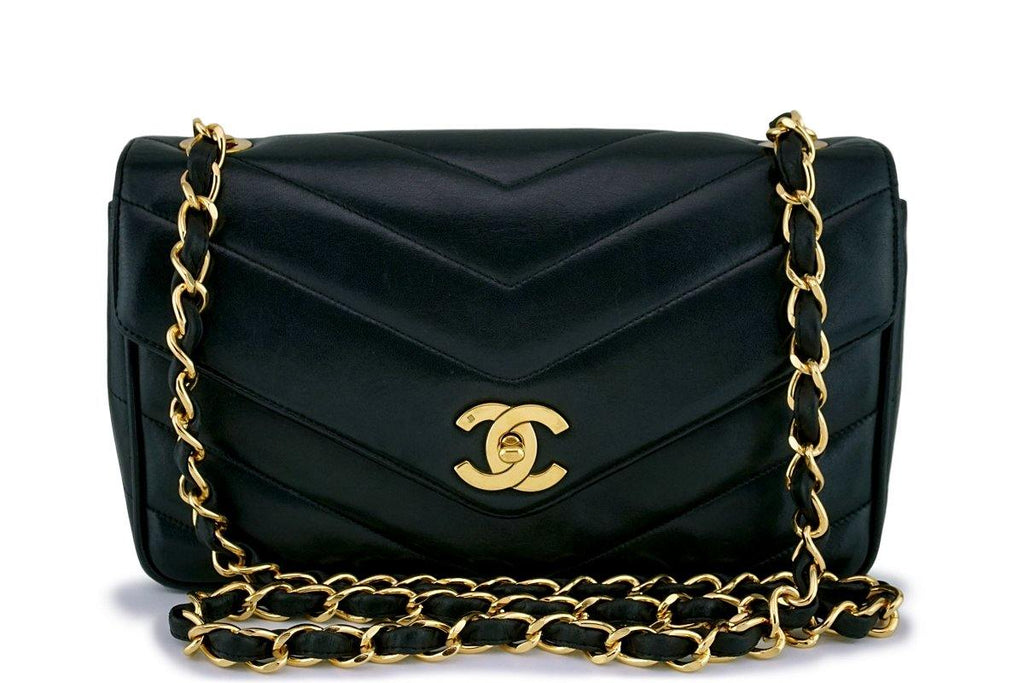 Chanel Chevron So Black Mini Square Flap Bag - Black Crossbody Bags,  Handbags - CHA935040
