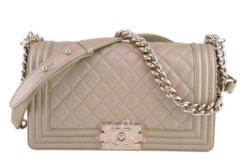 NWT Chanel Gold Caviar Medium Classic Boy Flap Bag - Boutique Patina