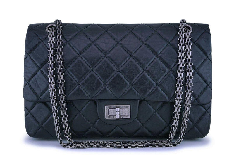 Chanel Black Aged Calfskin Reissue Large 227 2.55 Flap Bag RHW