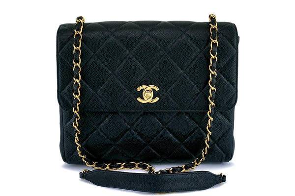 Chanel Black Caviar Vintage Quilted Classic Crossbody Flap Bag - Boutique Patina