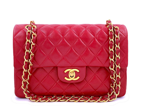 Chanel 1987 Vintage Red Small Classic Double Flap Bag 24k GHW - Boutique Patina