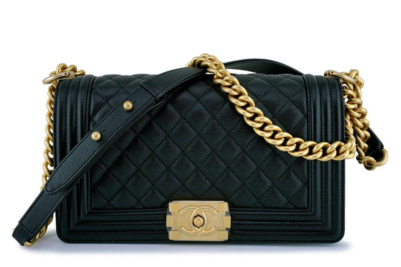 NIB Chanel Black Caviar Classic Medium Boy Flap Bag GHW - Boutique Patina