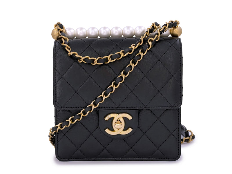 19S Chanel Black Chic Pearls Small Flap Bag GHW - Boutique Patina