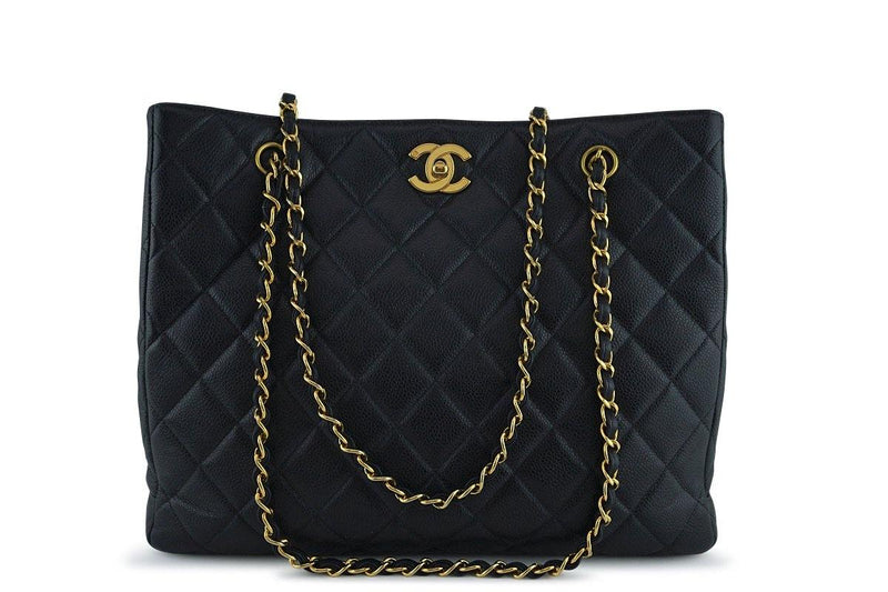 Chanel Black Caviar Classic Quilted Shopper Tote Bag 24kgp - Boutique Patina