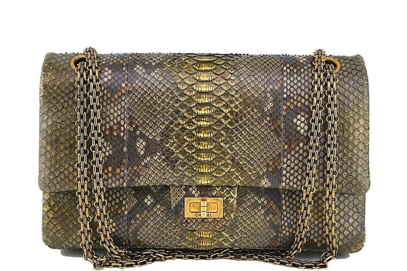 Chanel Gold/Pink Python New Mini Classic Single Flap Bag Chanel