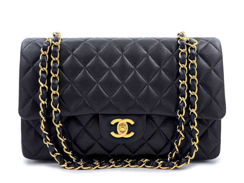 Pristine Chanel 1998 Vintage Black Medium Classic Double Flap Bag 24k GHW