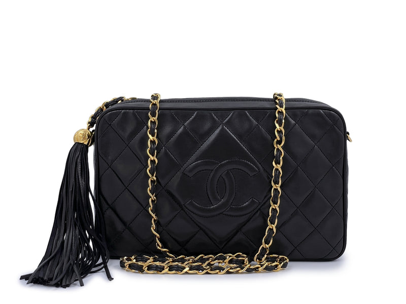 Chanel Vintage Black Classic Camera Bag Tassel