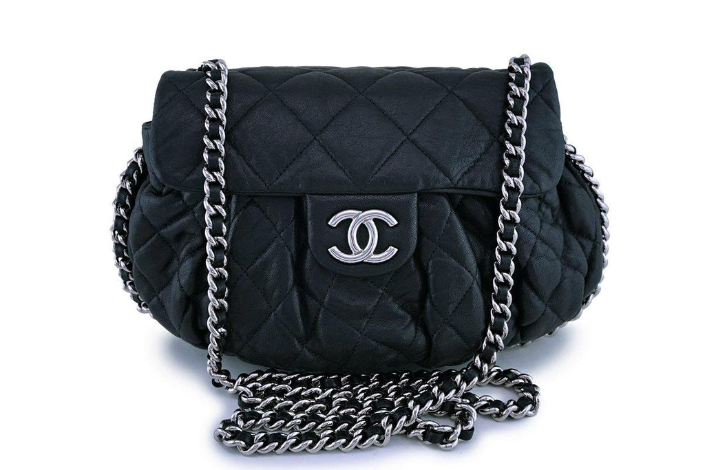 Chanel Black Textured Calf Medium Chain Around Crossbody Flap Bag SHW – Boutique  Patina