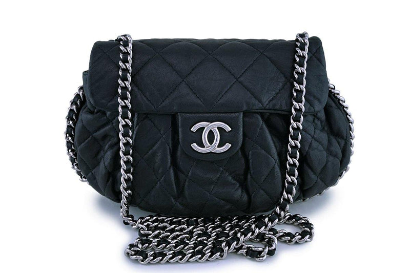 chanel black bag with black chain