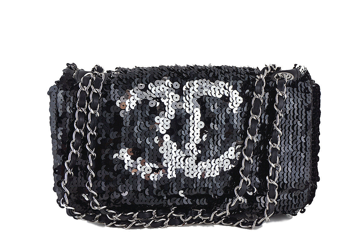 バッグ black & silver sequins bag Chanel Black/Silver LIMITED Summer Nights Sequins Reversible Flap