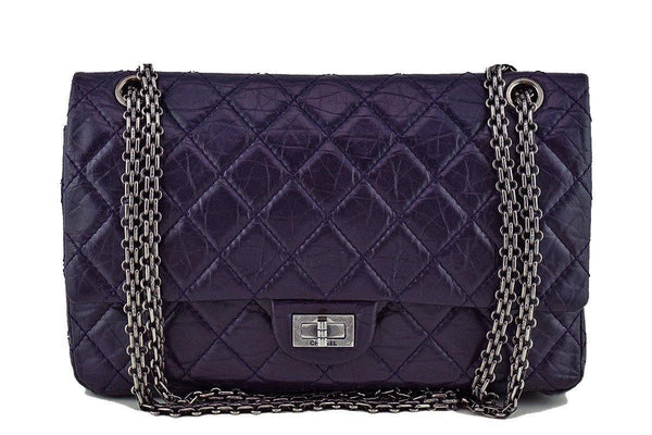 Chanel Dark Purple Distressed Calf 226 Classic Reissue 2.55 Flap Bag - Boutique Patina