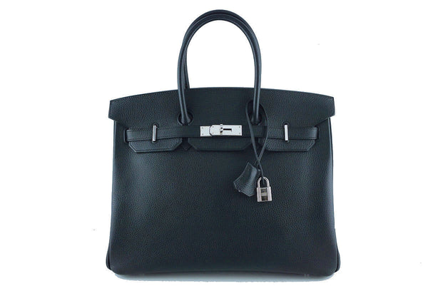 Hermes Black 35cm Birkin Bag, Vache Liegee PHW, RARE - Boutique Patina