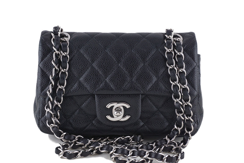 Chanel Black Caviar Mini Flap, Classic 2.55 Rectangular Bag - Boutique Patina