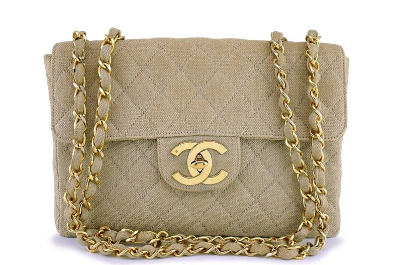 Chanel Classic Large Timeless Double Flap Bag Beige Caviar