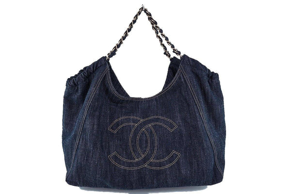 Chanel Blue Dark Denim XL Giant Coco Cabas Tote Bag - Boutique Patina