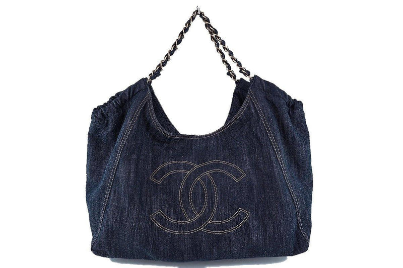 Chanel Coco Cabas Navy Denim - Jeans Shoulder Bag (Pre-Owned)