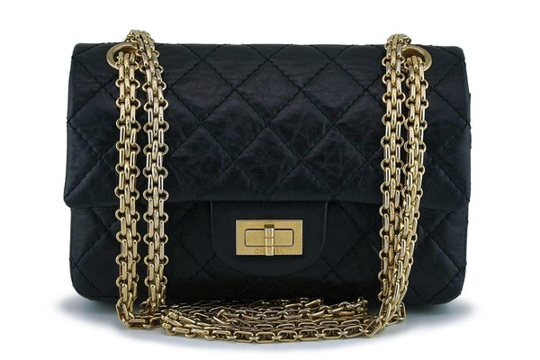 Chanel Black Aged Calf 224 Mini Classic Reissue 2.55 Flap Bag GHW - Boutique Patina