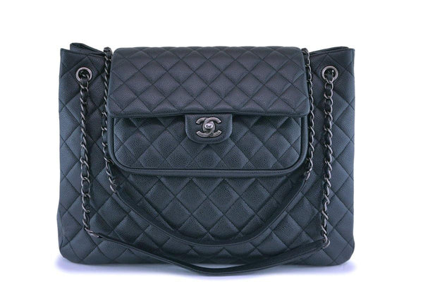 Chanel Charcoal Gray Caviar Classic Flap Timeless Tote Bag - Boutique Patina