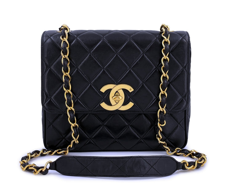Chanel Black Quilted Washed Lambskin Medium Chain Around Messenger